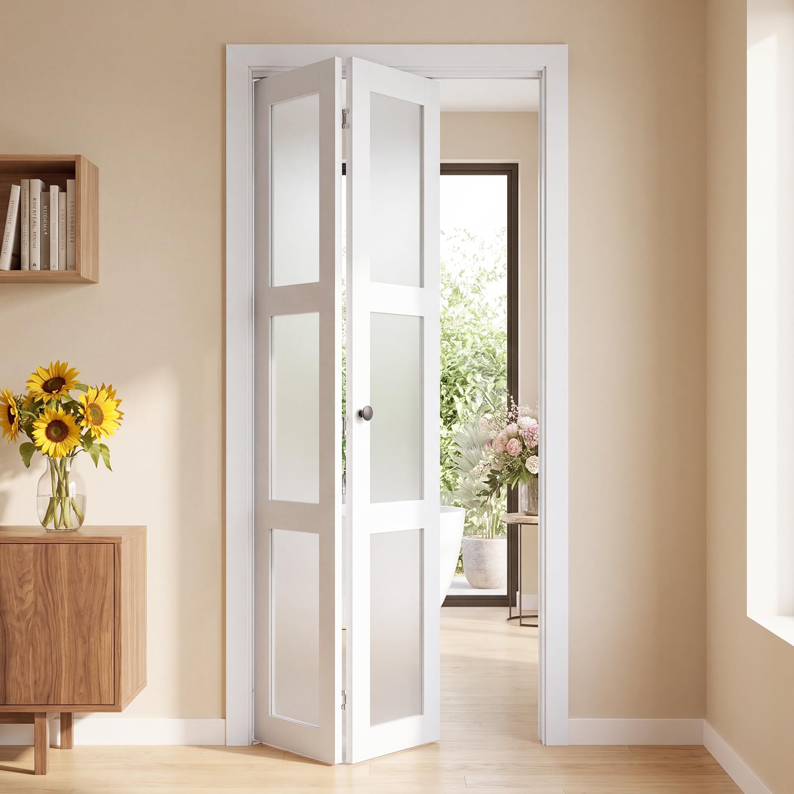 VEVOR 2 Paneles Puerta Corredera Plegable con Herrajes 914 x 2032 mm Blanco