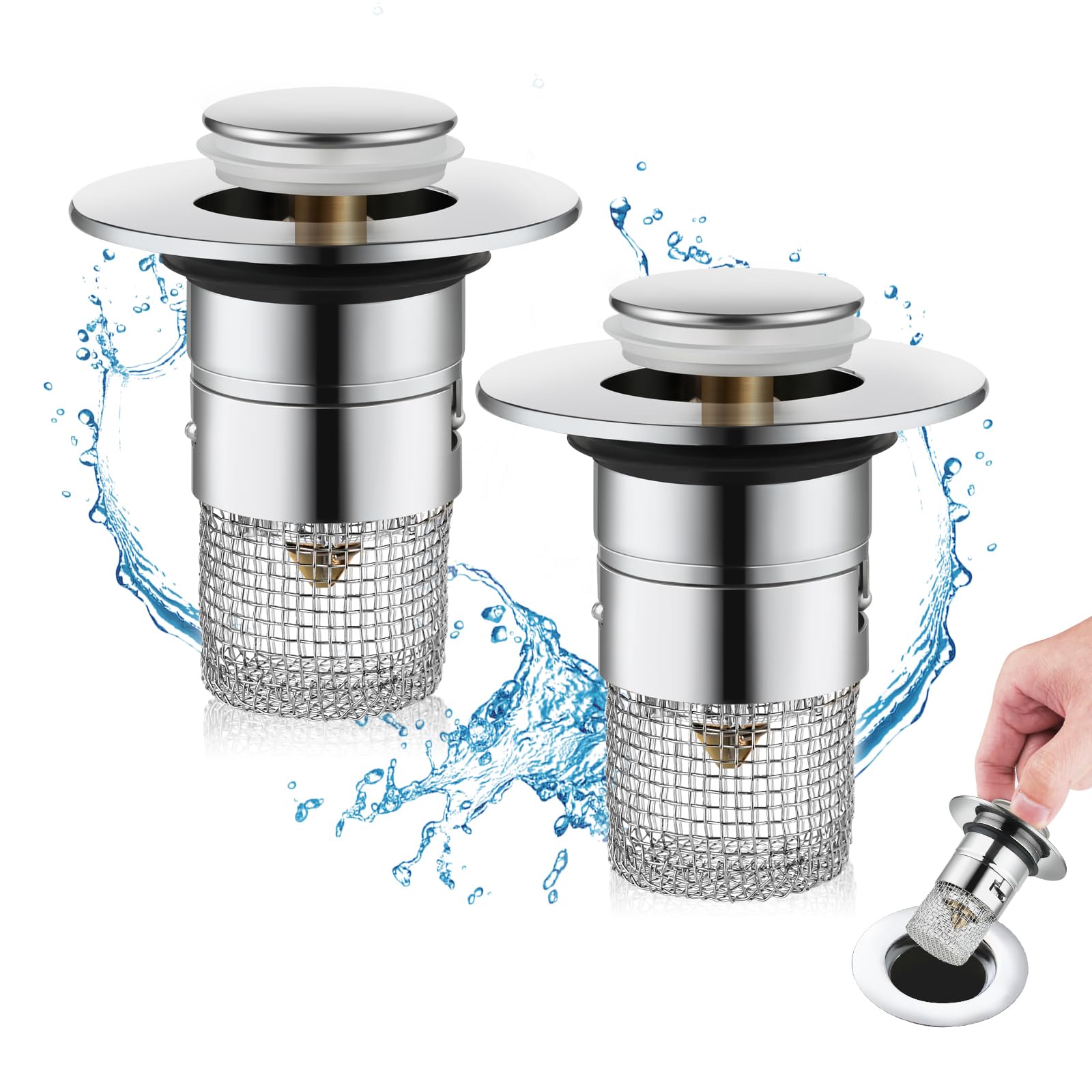 Bouchon de vidange lavabo universel tamis cheveux bonde évier douche 34 à 40 mm