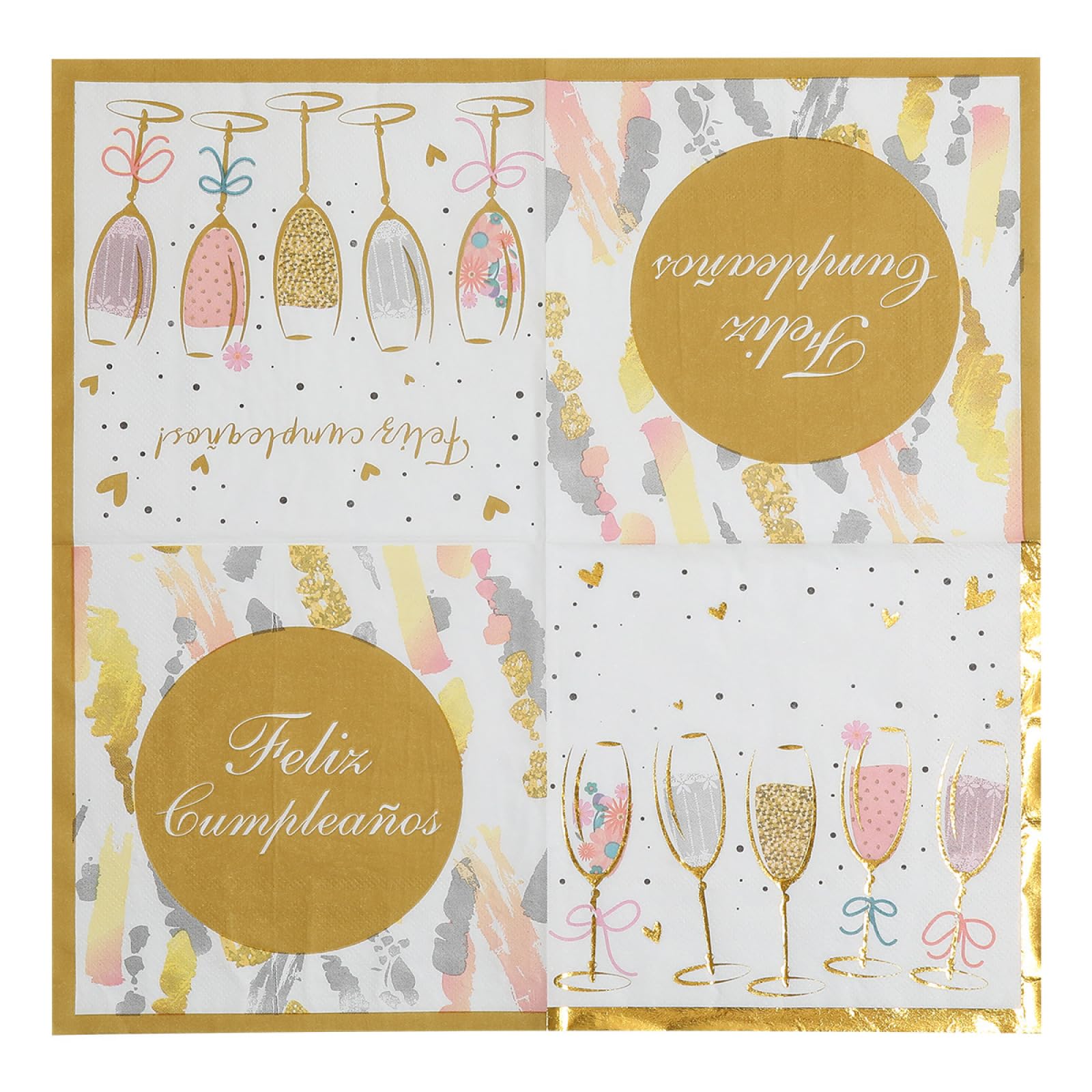 Serviette Papier Anniversaire Graffiti Rose Or Serviette Anniversaire en Papier Anniversaire Serviettes Papier Jetables de Table Cocktail Mariage Décoration pour Partys 30 Paquet(33x33cm)