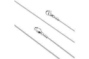 LOLIAS 2 Pack Stainless Steel 1MM Round Snake Chain Necklace for Women...
