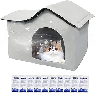 Maison pour Chat d'Extérieur | Maison pour Chat Isotherme d'Extérieur pour l'Été,Caisse Pliable avec Packs de Glace Accessoires pour Animaux pour Niche Chien Plage Camping