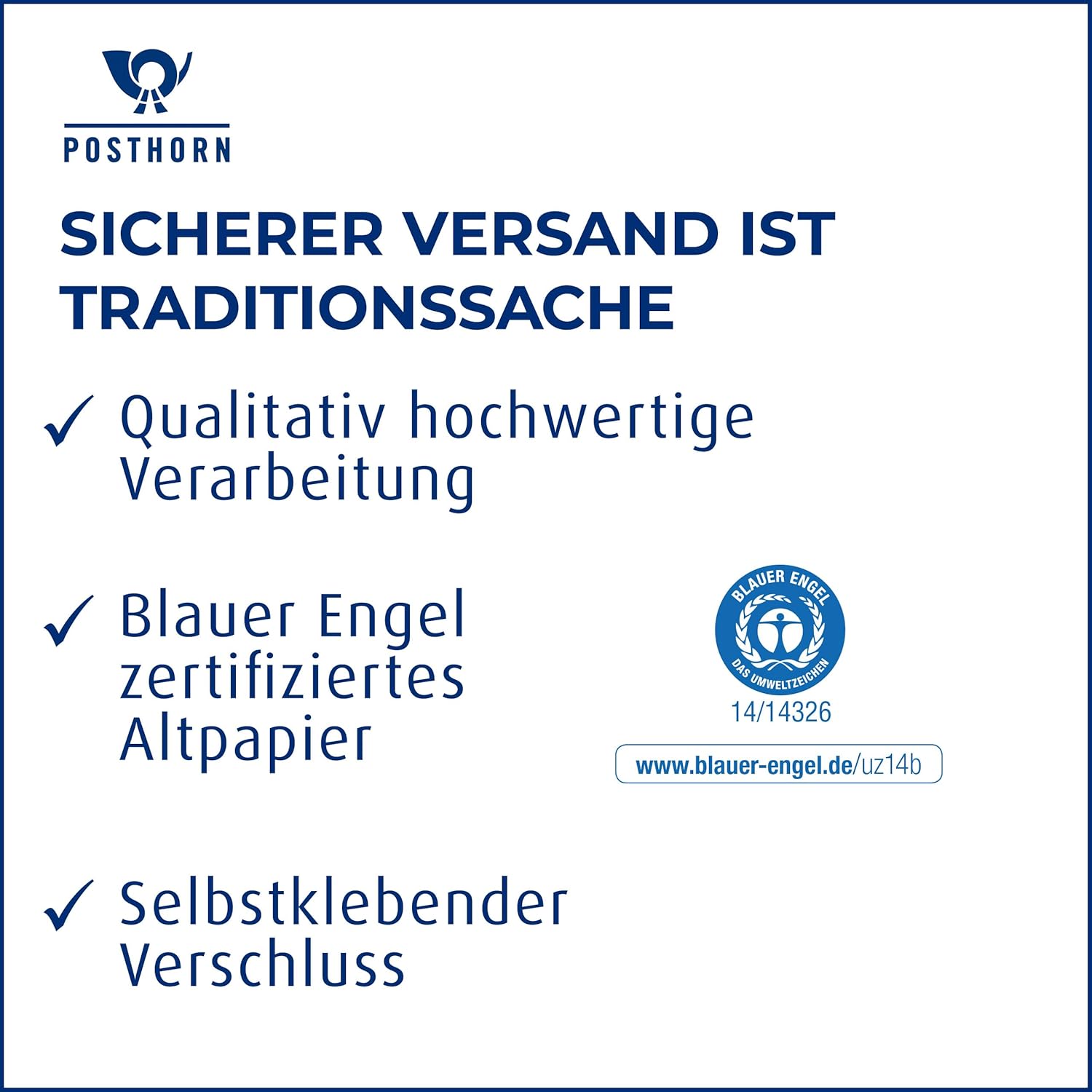 Posthorn Compact Envelope (Pack of 1000), Self-Adhesive Envelope with Window, Blue Angel Certified Envelopes Made of 100% Recycled Paper, Grey, 125 x 235 x 1 mm, 80 g/m²