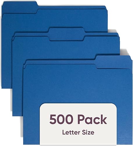 Smead Carpeta de archivos de colores, pestaña de corte de 13, tamaño carta, azul marino (13193), (paquete de 5, 500 unidades)