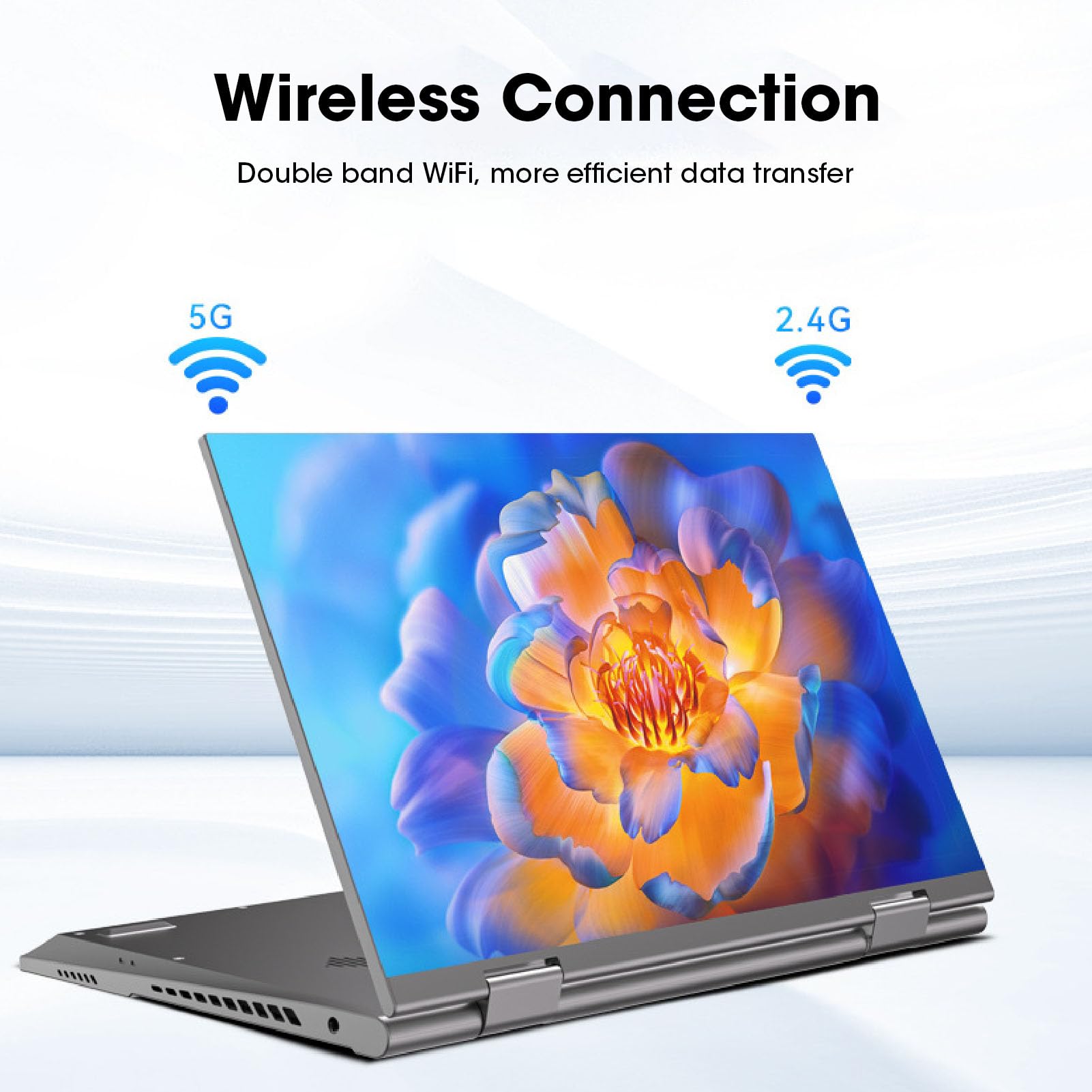 Laptop da 10,95 Pollici, Computer Portatile Portatile con Ribaltamento a 360 Gradi, DDR5 16G, SSD 512G, Display IPS 2K, Tastiera Retroilluminata, Laptop Tradizionale (Spina