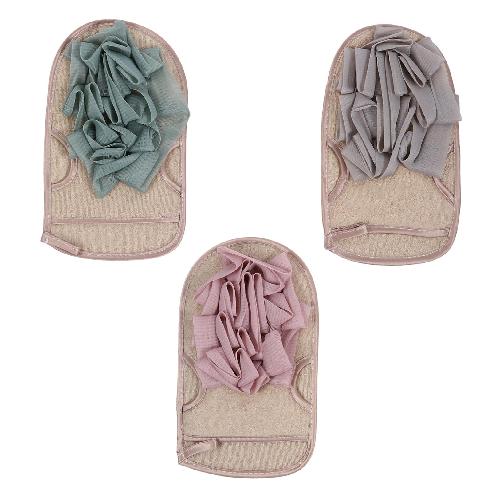 MAGICLULU 3 Set Di Guanti Da Bagno in Spugna Per Scrub Portatili Guanti Da Bagno Bifacciali Guanti Da Doccia Per Scrub Corpo 3 Pezzi*3