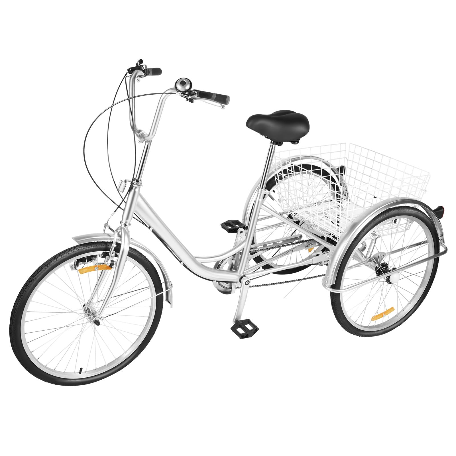 Triciclo Adulto OUKANING 24 Pollici 6 Marce Bianco: Eleganza E Stabilità Per Le Tue Passeggiate