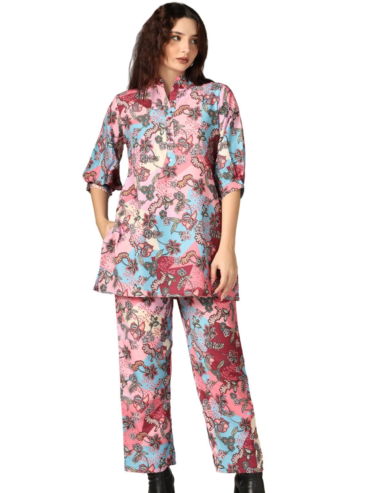 Dhruvi Trendz Womens Rayon Co-Ord Set Regular Fit Kurta Set 4 (Dt-K-W1712&Tr809_Peach_3Xl)