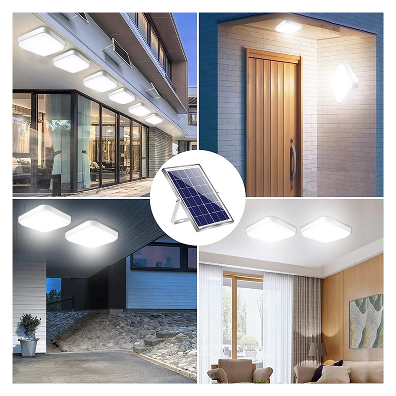 Lampa solarna zewnętrzna, 50W Kwadratowa lampa sufitowa LED na energię słoneczną do użytku w pomieszczeniach kuchennych, lampa słoneczna do użytku domowego, ogrodowa lampa zasilana energią słoneczną z