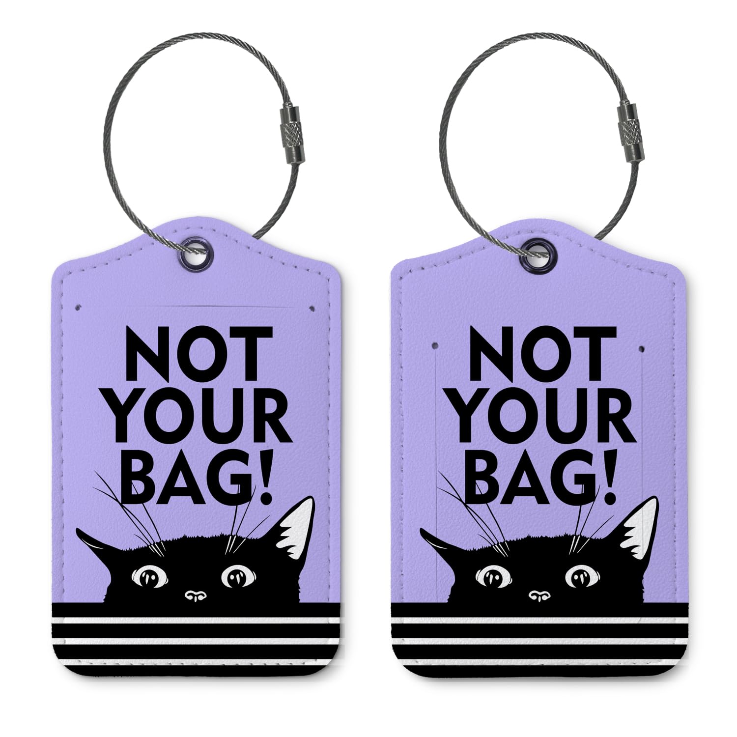 ZFQ Funny Cat Luggage Tags for Suitcases,Not Your Bag Travel Bag Tag with Steel Loop,Cute 2 Pack Baggage Tag Blue,Handbag School Bag Backpack