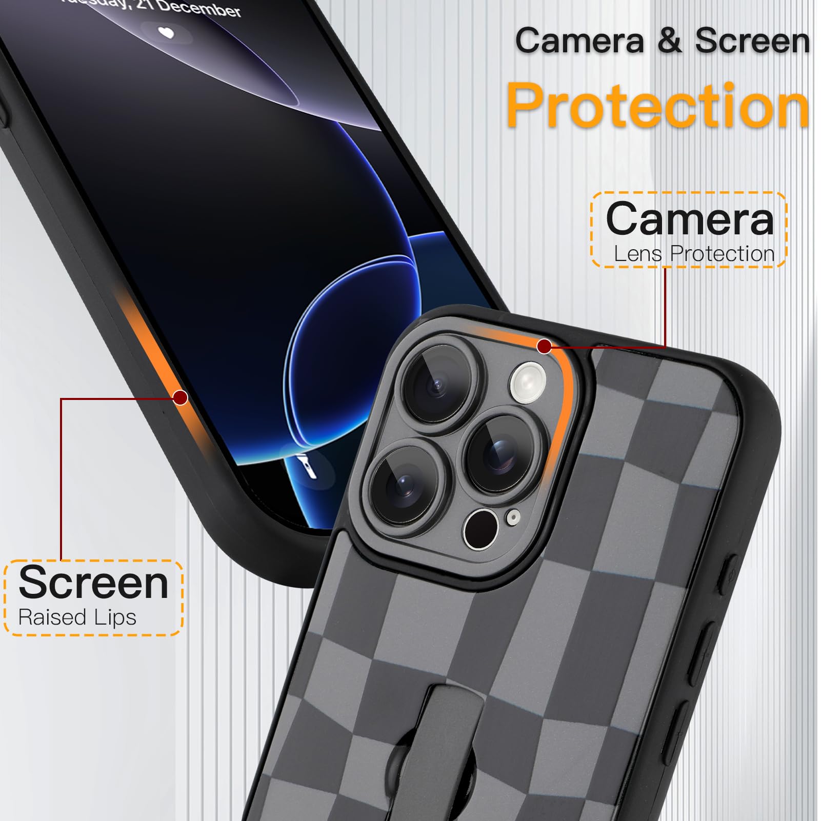 SOKAD Magnetic Checkered Phone Case For IPhone 16 Pro Max, Cute Plaid Grids Checkerboard Pattern Compatible With Magsafe Matte P - View #4