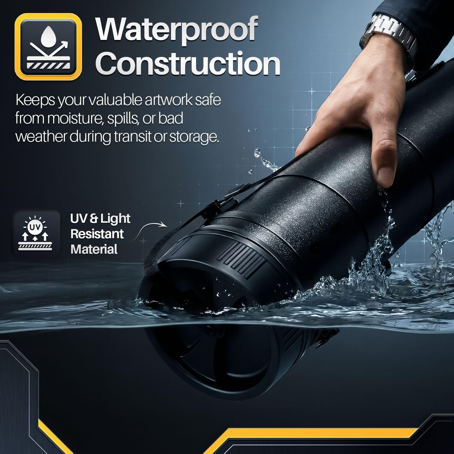 Flexzion Tubi da Trasporto per Arte e Poster con Tracolla, Contenitore Espandibile Impermeabile in Plastica, Custodia Telescopica Cilindrica, Porta Carta Portatile per Bozze, Schizzi e