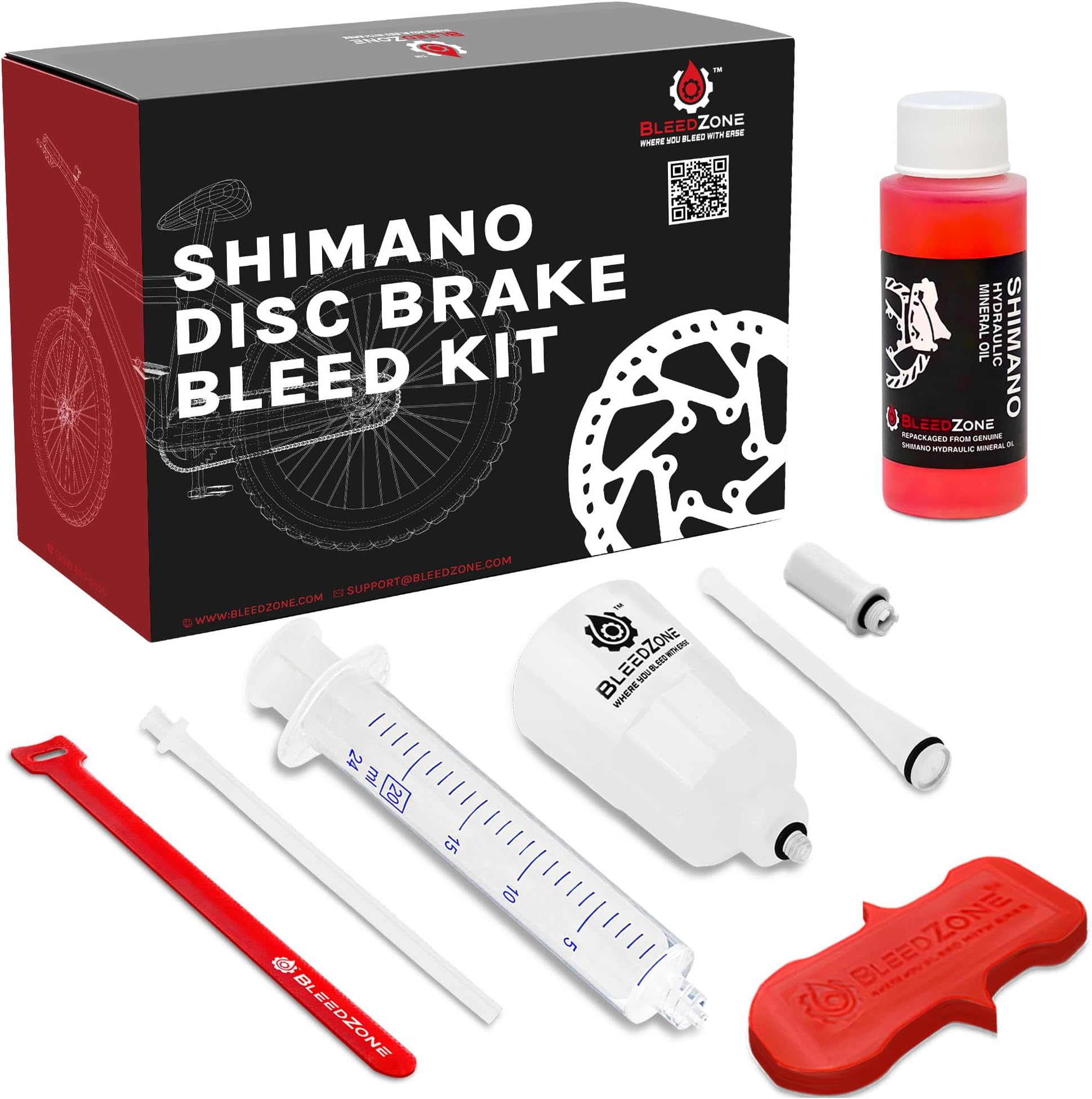 BleedZone Brake Bleed Kit with 60ml Mineral Oil- Compatible with Shimano Disc Brakes