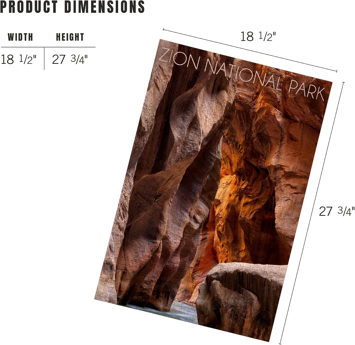 Lantern Press Zion National Park, Utah, Photography, Slot Canyon 1000 Piece Jigsaw Puzzle for Adults, Made in USA with Reference Poster