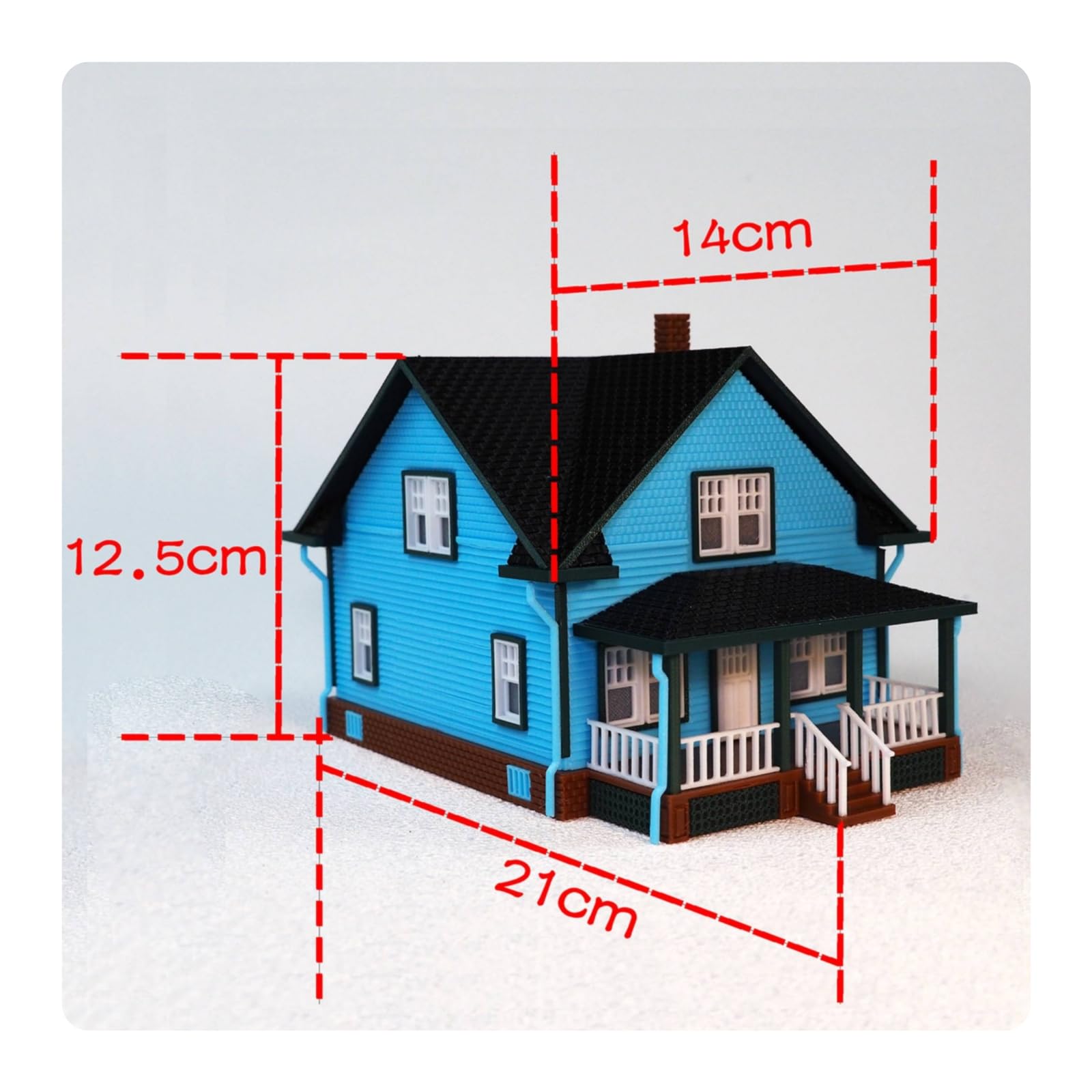 Casa in Miniatura 1 64 Modello Architettura Europea Casa con Portico Tetto Spiovente Base Plastica Resistente Finestre E Comignolo Adatta per, Con Illuminazione