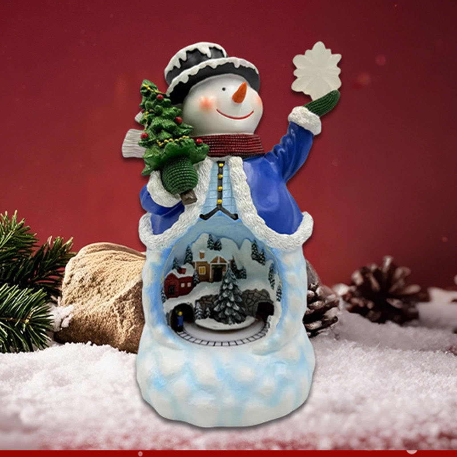 Generic Bonhomme de Neige Rotatif électrique, Décoration de Table, Usage Polyvalent, avec Effets Musicaux et Lumineux, En Résine
