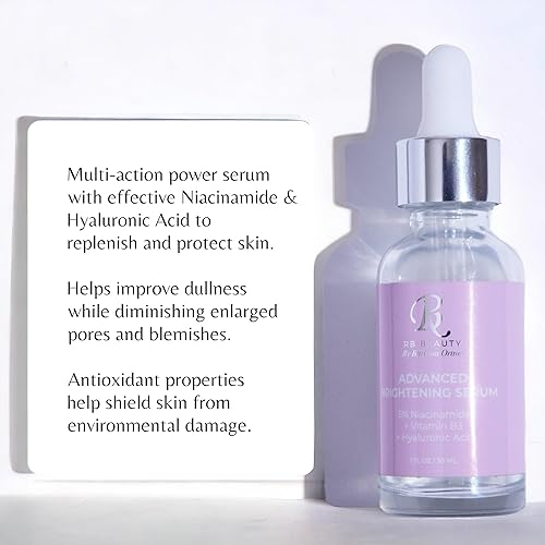 Miniatura 3 de RB Beauty - 2 botellas de 1 onzacada suero iluminador avanzado. Niacinamida + ácido hialurónico. Fórmula de suero facial multiacción. Hidrata y