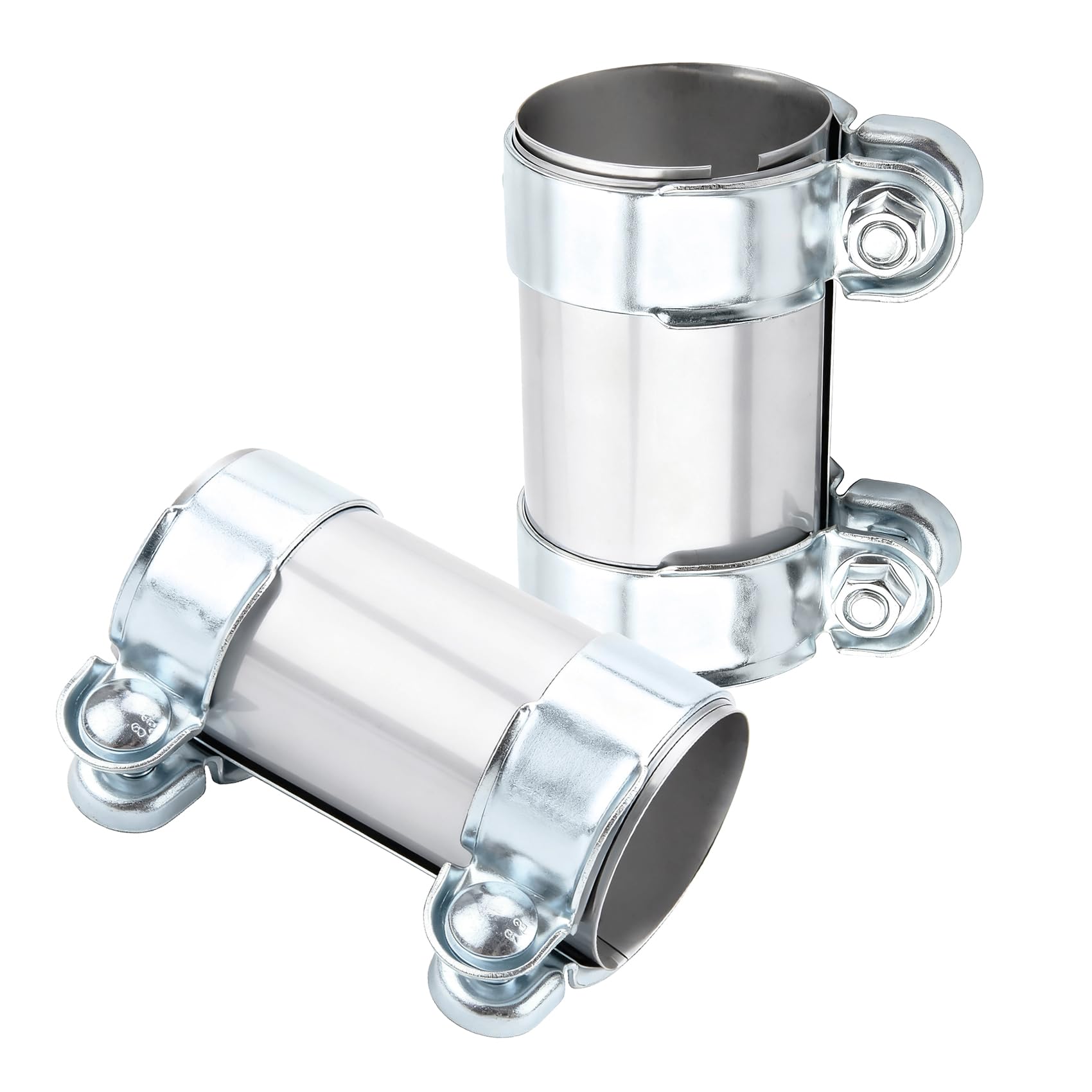 DOCAS 2 pezzi Ø 64 mm x 125 mm lunghezza Morsetto per tubo di scarico, morsetti di scarico con doppio morsetto inossidabile universale per auto (stile 2)