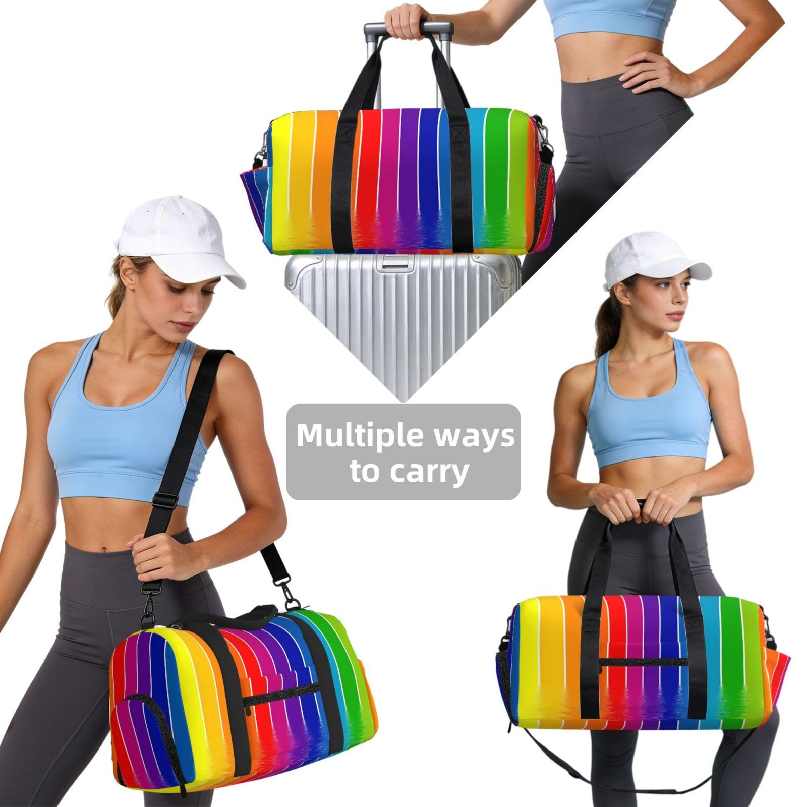 Tęczowe paski drukowane Ręczna torba sportowa crossbody Torba podróżna