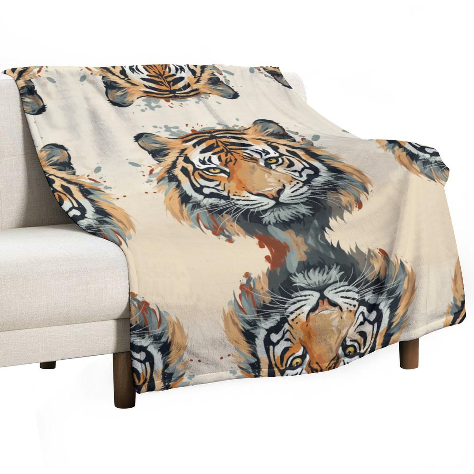 Couverture tigre chaude en peluche contre le froid du canapé et du lit