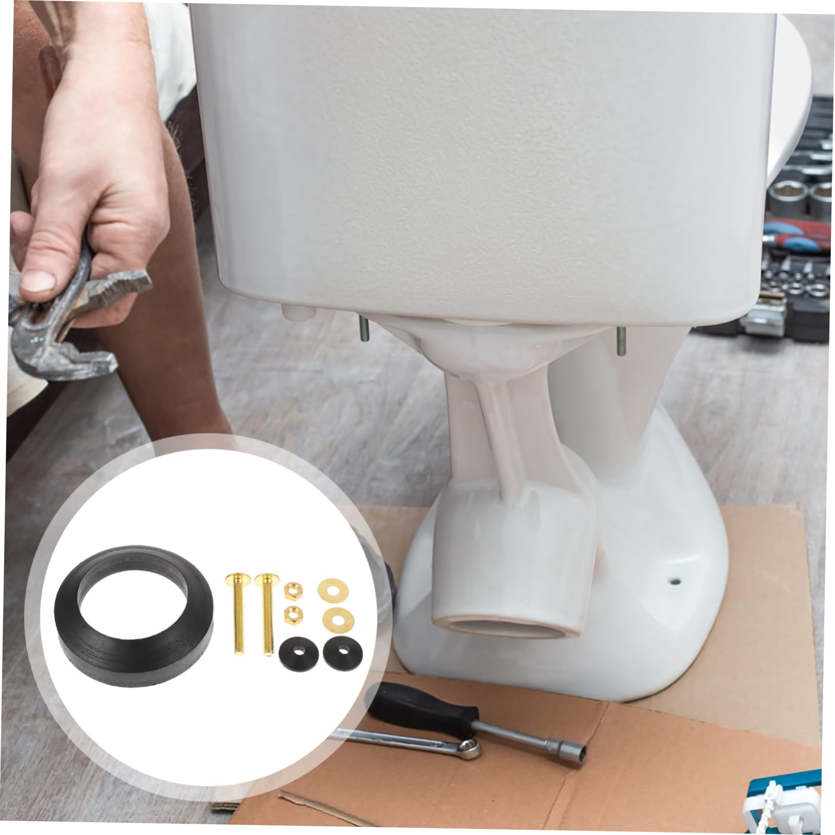VILLCASE 3 Set Accessori per Riparazione Wc Kit Guarnizione per Cisterni Fissaggio e Accoppiamento per Serbatoi Materiale Alta Facile da Installare