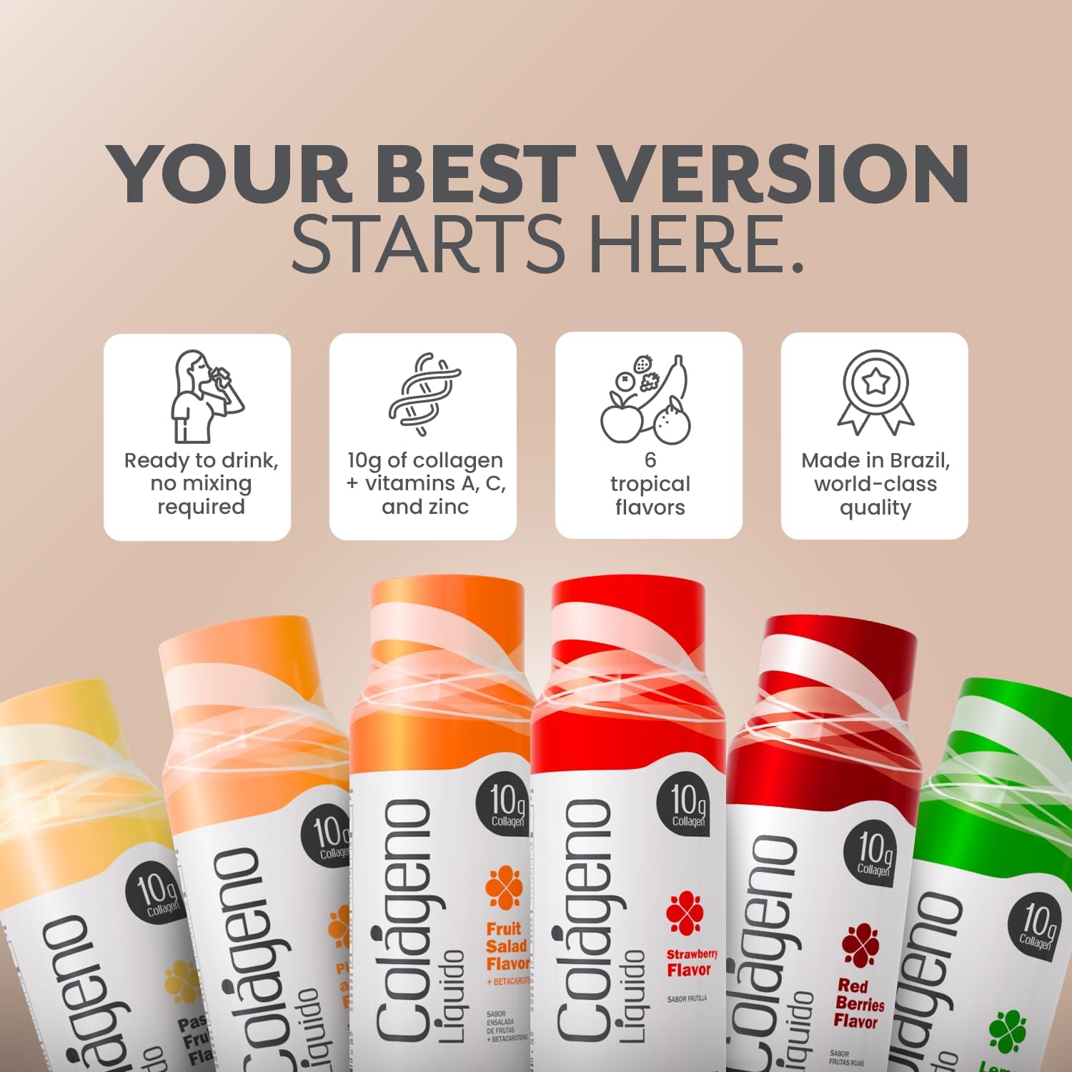 Hydrolyzed Liquid Collagen for Women & Men (30 Pack) –3X Faster Absorption, 10g Collagen Drink for Anti-Aging, Hair Growth & Joint Support- Individual Shots- 6 Tropical Flavors - Image 3