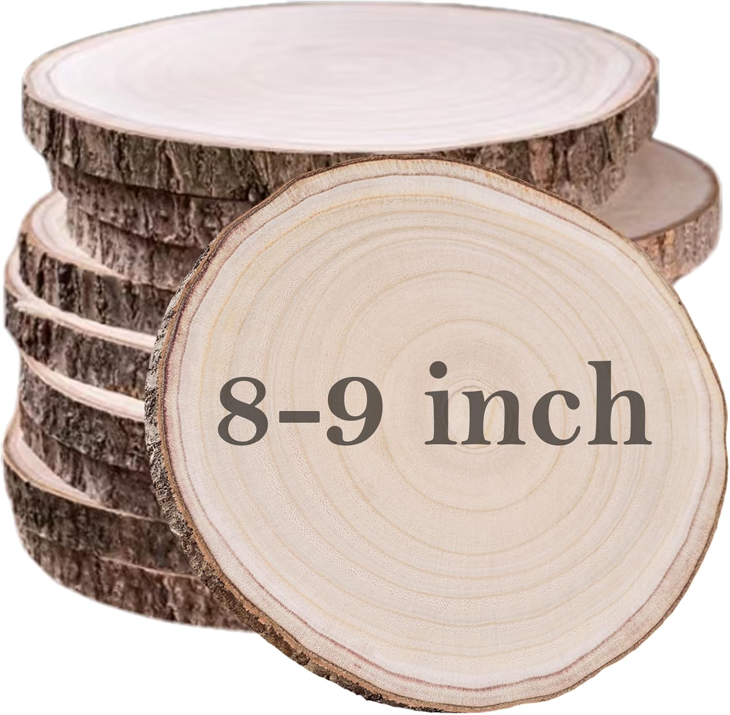 10 Pcs Natural Paulownia Wood Slices 8-9 Inches,Wood Slices for Centerpieces Table Decorations,Unfinished Rounds for Crafts, for Rustic Wedding Decoration Projects 8-9 inch 10 Pcs