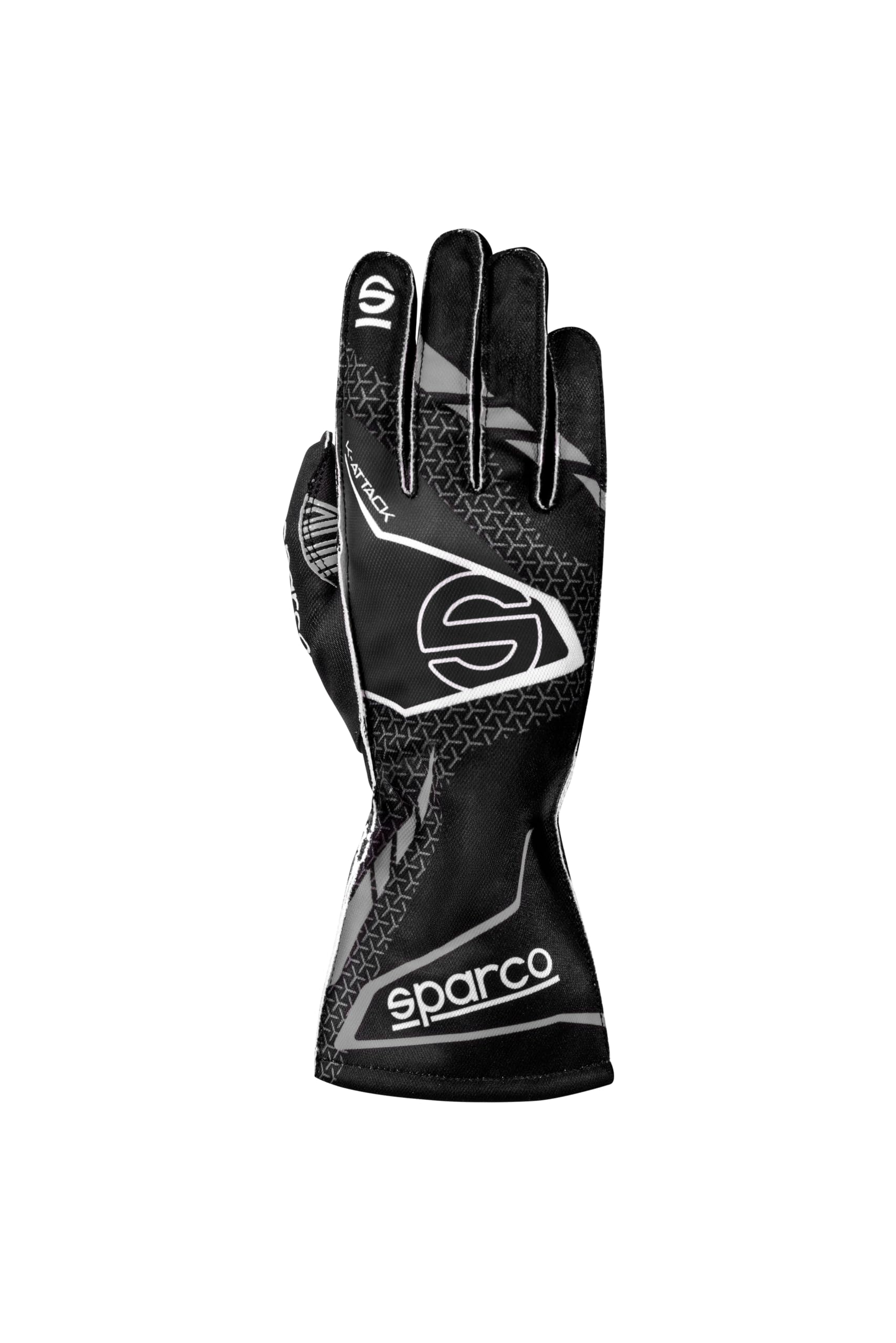 Sparco K-Attack 2025 Handschuhe, Außennähte, sublimierte Oberhandfläche, Ultragrip-Handfläche, Größe 9, Schwarz/Grau