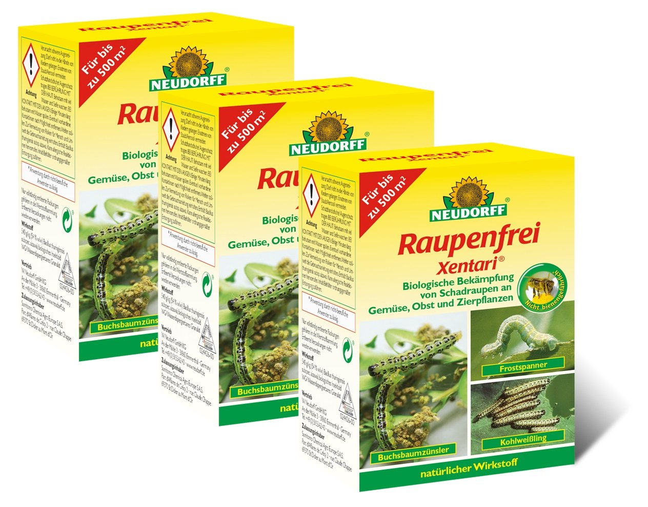 Neudorff Raupenfrei Xentari gegen Insekten 75g gegen Buchsbaumzünsler an Buchsbäumen Megapack