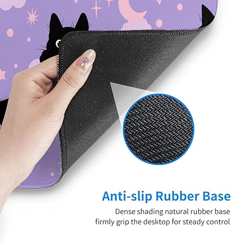 Miniatura 4 de Alfombrilla de mouse larga y extendida XL con calavera gótica en blanco y negro, alfombrilla de escritorio grande con bordes cosidos, 29.5 x 15.8