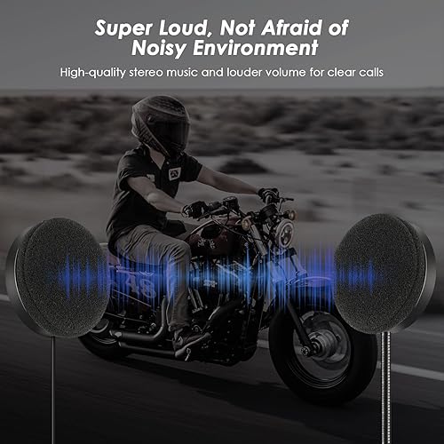 Miniatura 6 de Auriculares Bluetooth 5.3 para casco de motocicleta con batería de 900 mAh, auriculares inalámbricos para exteriores manos libres, control de
