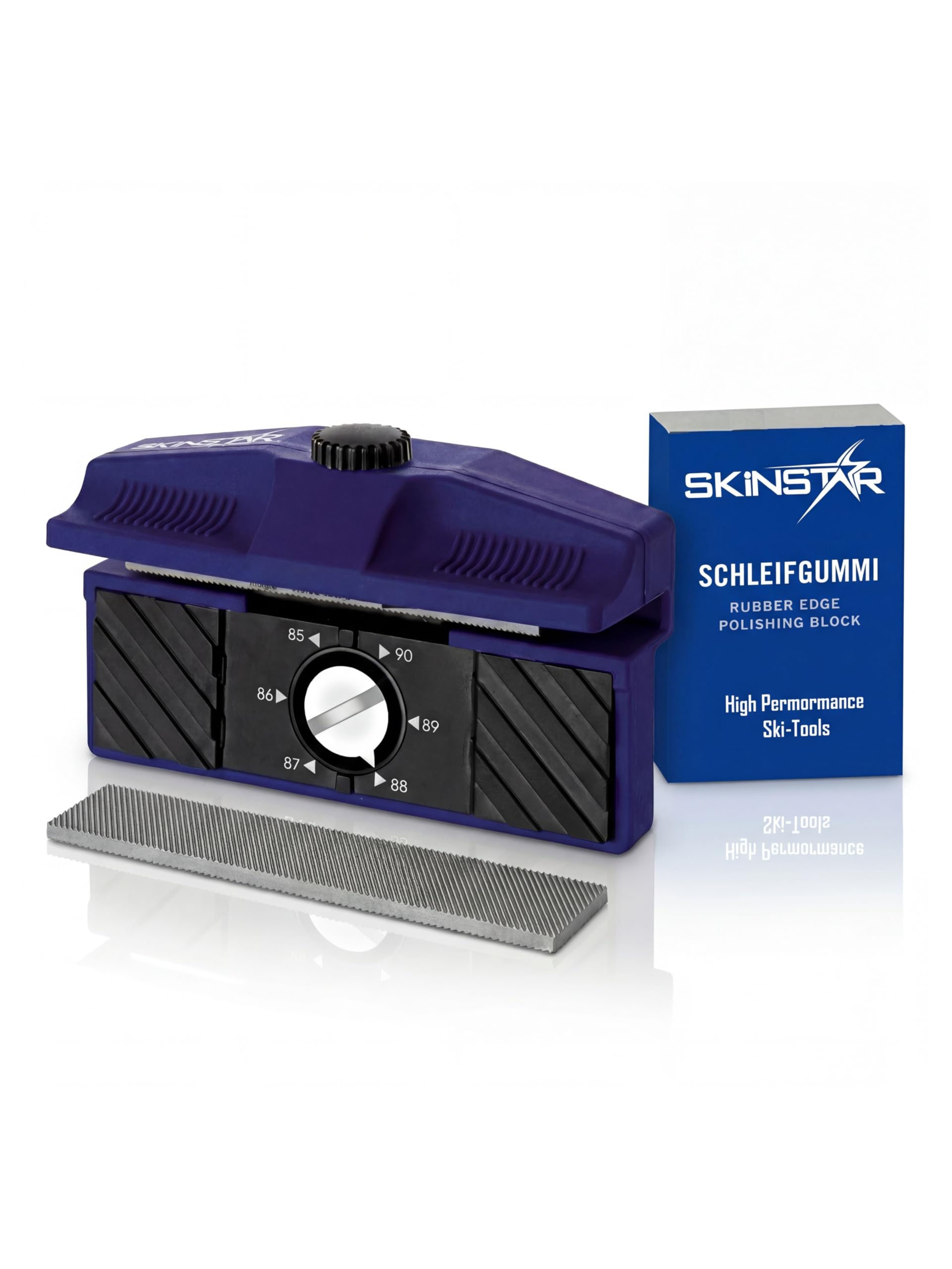SKINSTAR Ergo Semi Edger Kantenschleifer 90°-85° | Seitenkantenschleifer für Ski & Snowboard | ergonomischer Kantenschärfer mit Gleitflächen | inkl. Schleifgummi zum Entgraten & Polieren
