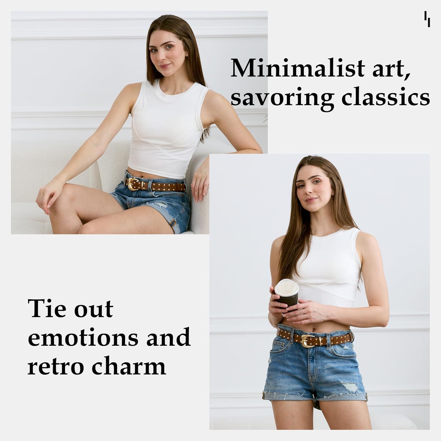 Women's Studded Leather Belts,Adjustable Womens Belts,Suitable for Jeans and Dresses Punk Belt,Length 105cm/116cm - Image 4