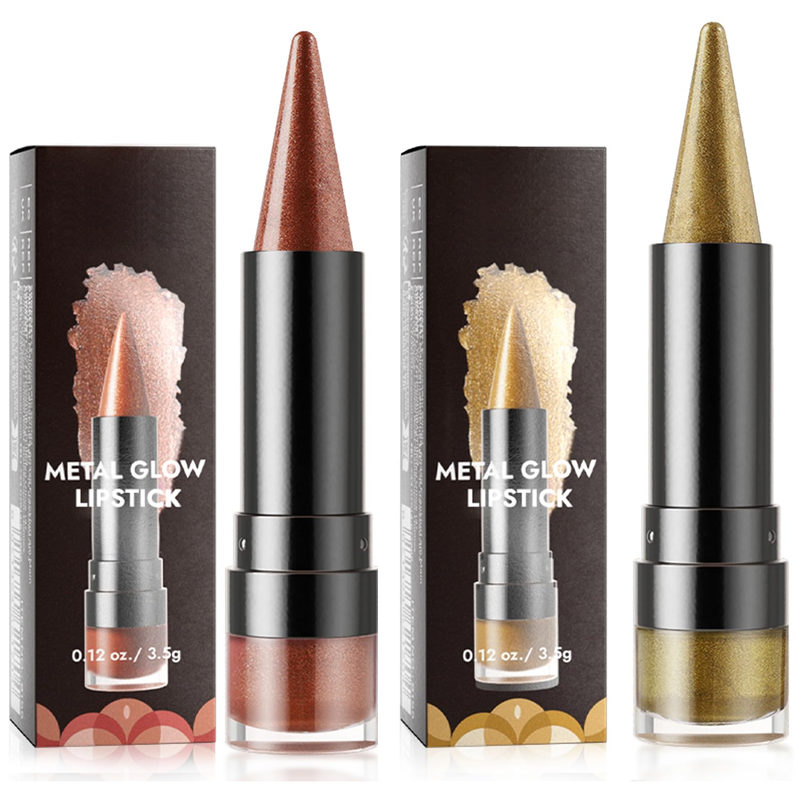 2PCS Glitter Eyeshadow Stick & Eyeliner Pencil, 4-in-1 Metallic Shimmer Cream Eyeshadow, Long-Lasting Waterproof Eye Brightener, Highly Pigmented Eye Makeup(#01) Brown & Gold