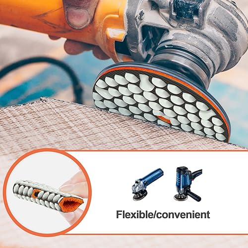 Miniatura 6 de BRSCHNITT Juego de almohadillas de pulido de diamantes secos, 7 piezas de 4 pulgadas #50 para piedra mármol y cuarzo, disco de lijado de granito