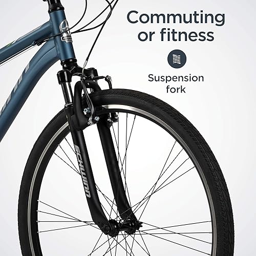 Miniatura 3 de Schwinn Bicicleta híbrida de red, hombres y mujeres, ruedas 700c, marco adulto de 15-18 pulgadas, frenos lineales de aleación de suspensión delantera