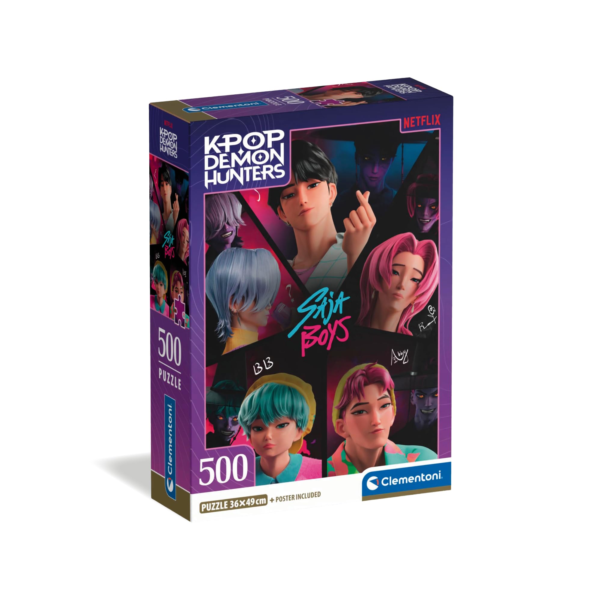 Clementoni KPOP Demon Hunters 500 Piece Puzzle for Teens and Young Adults Age 14+, Made in Italy, Screen Free Challenge That Boosts Focus and Problem Solving, Includes Poster, Gift for Kpop Fans