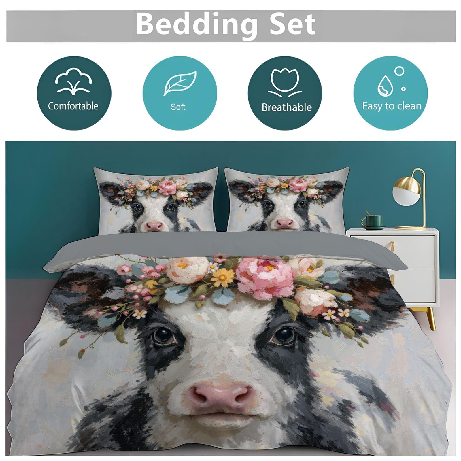 Copripiumino Matrimoniale Astratto Geometria Cane, Set di Biancheria da Letto Microfibra 3 Pezzi, Parure Copri Piumino 200x200cm e 2 Federa 50x75, Blu Scuro Copritrapunta con Cerniera