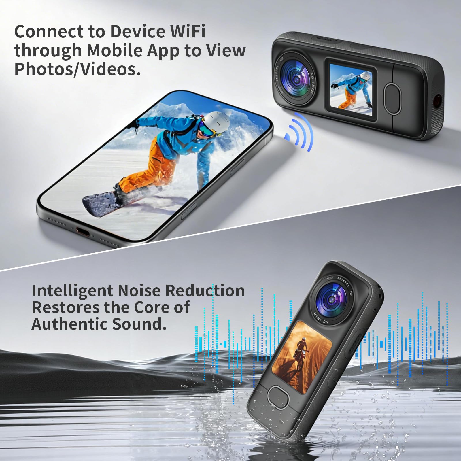 4K Action Camera, 3.5Hrs Battery Life Body Camera Hands-Free Recording, IPX6 Waterproof Portable Vlogging Camera with 1.4" HD Screen, Video Recorder with WiFi for Travel, Cycling, Motorcycle, Bloggers — view 5