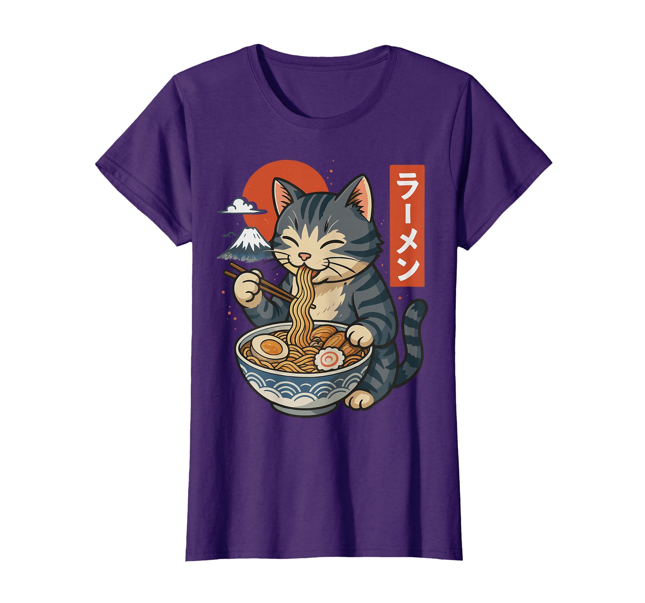 Anime Cat Eating Ramen Retro Kawaii Ramen Cat T-Shirt