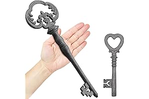Zezzxu Large Cast Iron Skeleton Key, Giant Wrought Iron Key Big Decorative...