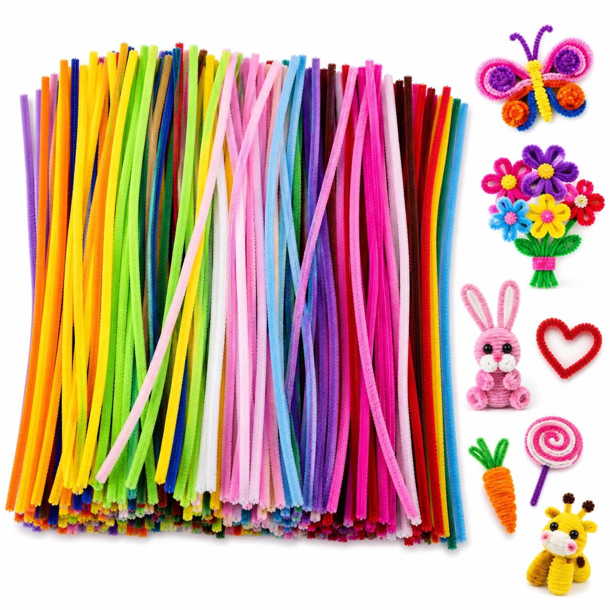53 Arts Pipe Cleaners for Crafts – Chenille Stems for DIY Art, Flower Making, Kids School Projects, Decorations & Creative Activities (1 Packet)-image-31