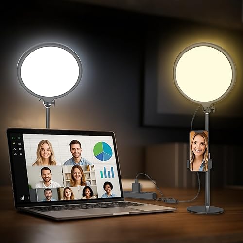 LED Selfie Ring Light avec Trépied, Anneau Lumineux 10" avec 10 Luminosité 3 Modes d'Eclairage, 5 luminosités pour Smartphone ordinateur portable pour Maquillage, Photographie, YouTube et Vidéo Selfie