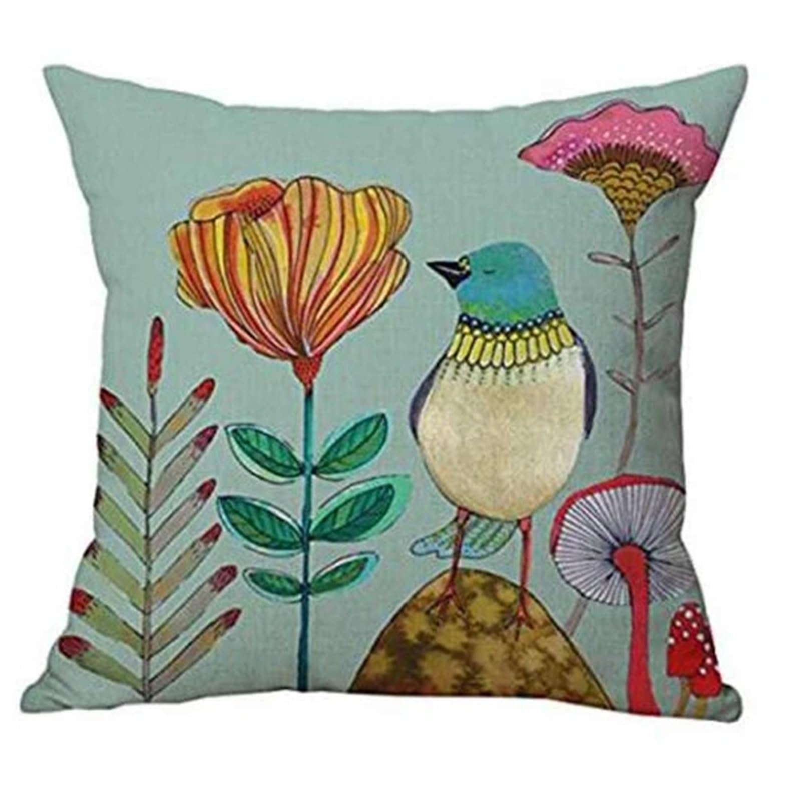 SHBHWS Branch Bird Flower Linen Pillowcase Sofa Cushion Cover Home Decoration 40x40 50x50 60x60 45x45 For Living Room Sofa(Color 4,400mm*400mm)