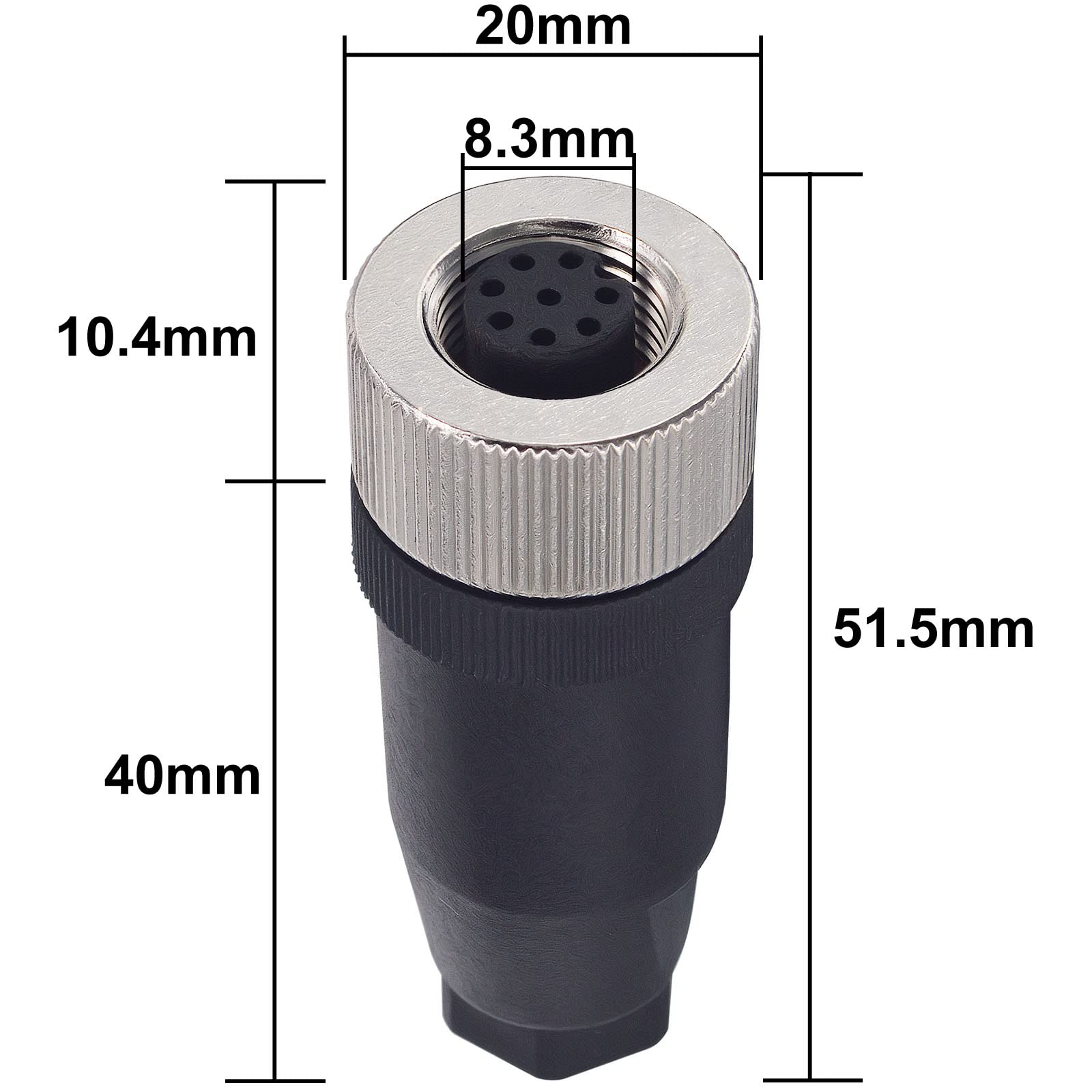 Lonlonty M12 Female Socket 8-Pin, IP67 Waterproof Industrial Circular Connector - Image 2