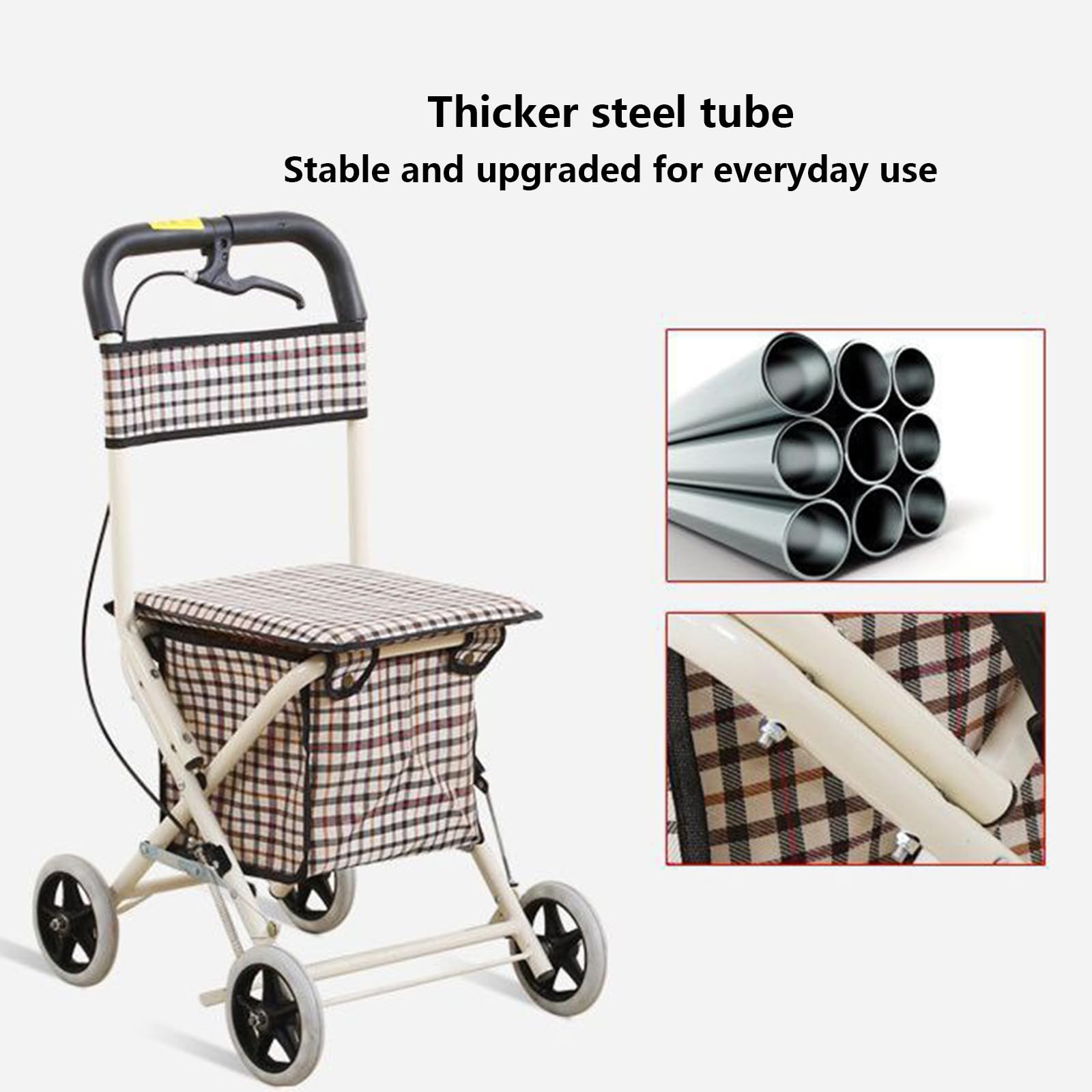 Andador plegable con ruedas para ancianos con asiento - Andador 2 en 1 para silla de ruedas y silla de transporte, ayuda a la movilidad