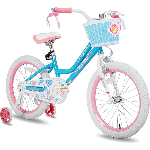 JOYSTAR Angel Girls Bike for Toddlers and Kids Ages 2-13 Years Old, 12 14 16 18 20 Inch Kids Bike with Training Wheels & Basket, 20 24 Inch Girls Bicycle with Handbrake & Kickstand