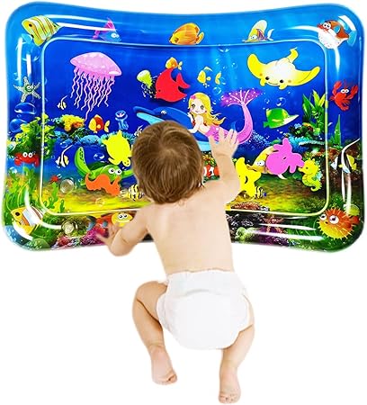 N/W Activity & Entertainment,Playmats & Floor Gyms Baby Water mat,Water mat for Babies,Tummy time Toys,Inflatable Play Mat Water Cushion Infant Toys, Fun Early Development Activity Play Center for Newbor(70x50cm)