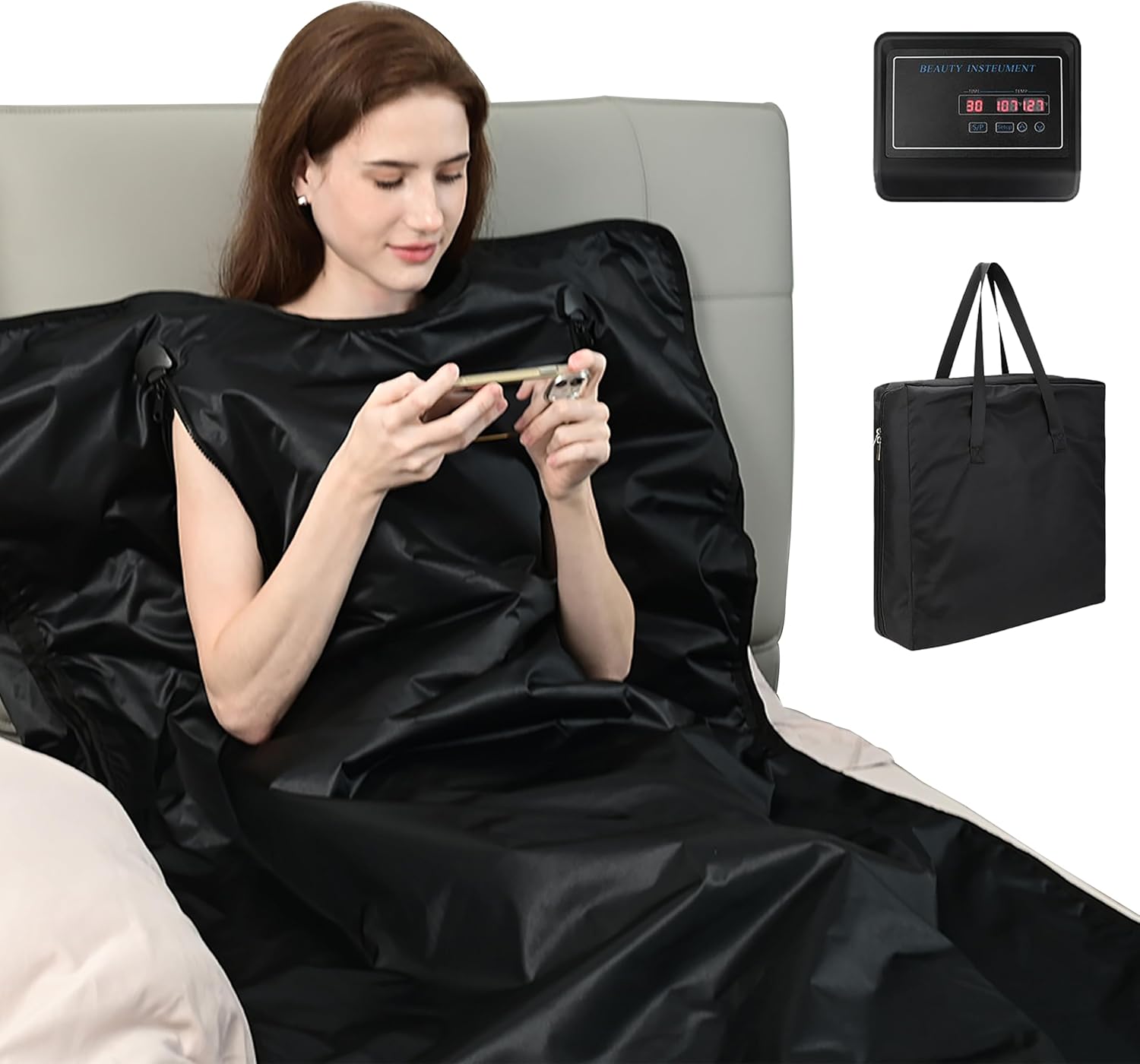 Infrared Sauna Blanket, Dual Temperature Control, Portable Infrared Sauna for Home, Max 180℉, 30-90 Min Timer