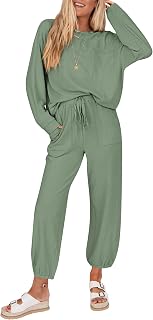 Lounge Sets for Women 2025 Fall Travel Airport Outfits Ribbed Knit Tops Jogger Pants Tracksuit Postpartum Comfy Set