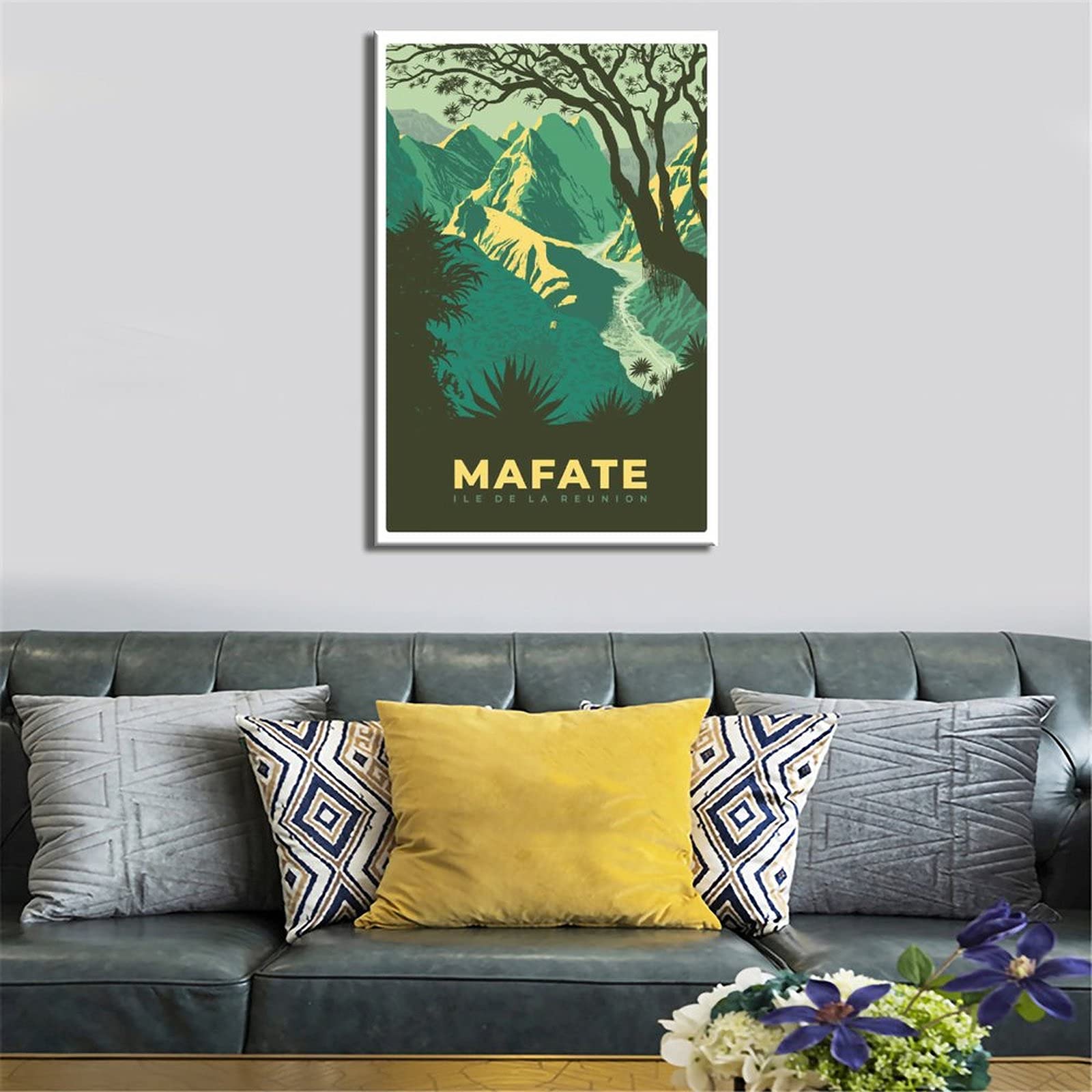 YIBIN Poster Vintage 'Travel To Mafate' – Impression Sur Toile 30x45 Cm – Décoration Murale Moderne Chambre Salon – Ambiance Voyage Réunion